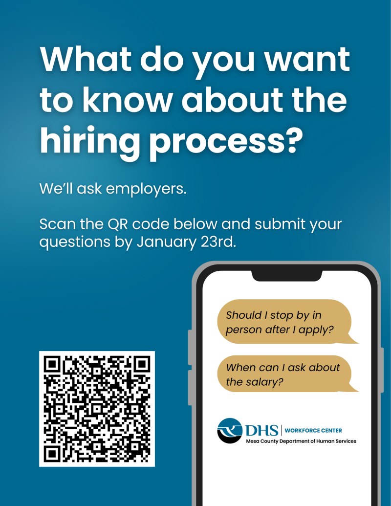 Graphic asking about questions for the hiring process, with a smartphone displaying questions about applying and salary.
