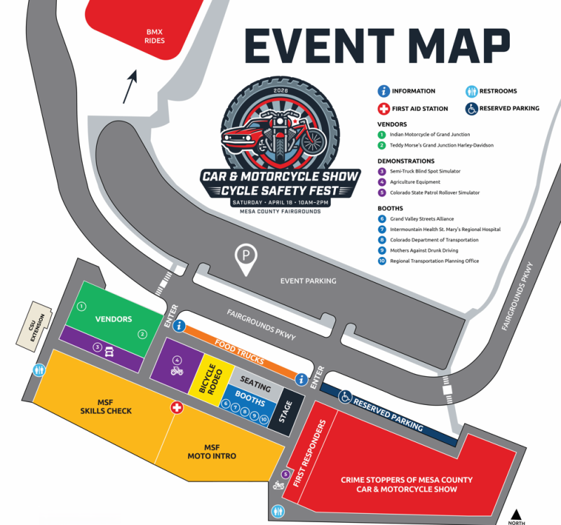 Event Map for Cycle Safety Fest at the Mesa County Fairgrounds