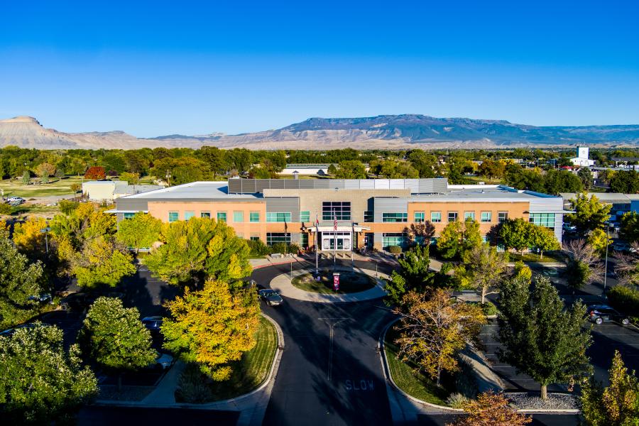 Arial view of Health & Human Services Building at 510 29 1/2 Road.