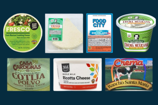 Various Rizo Lopez Foods, Inc. dairy products in various containers that have been recalled.