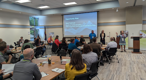 Business leaders convening at the Workforce Center's Business Center