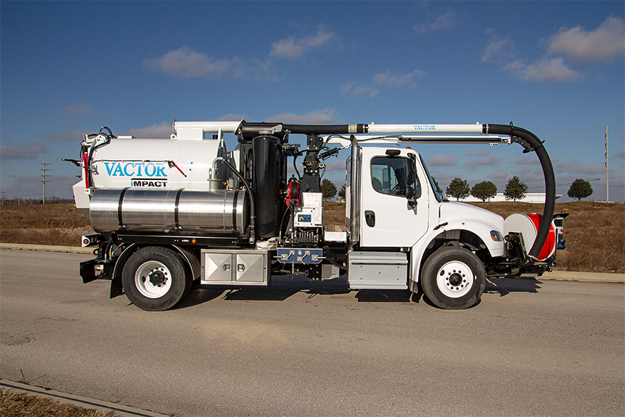 A Vactor IMPACT drainage-cleaning truck equipped with a water tank, vacuum system and hoses similar to the equipment purchased by Mesa County. 
